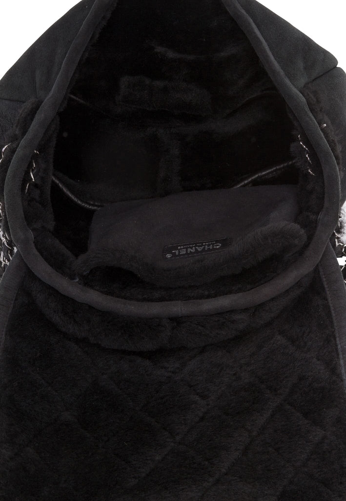 Chanel Black Shearling Shoulder Bag