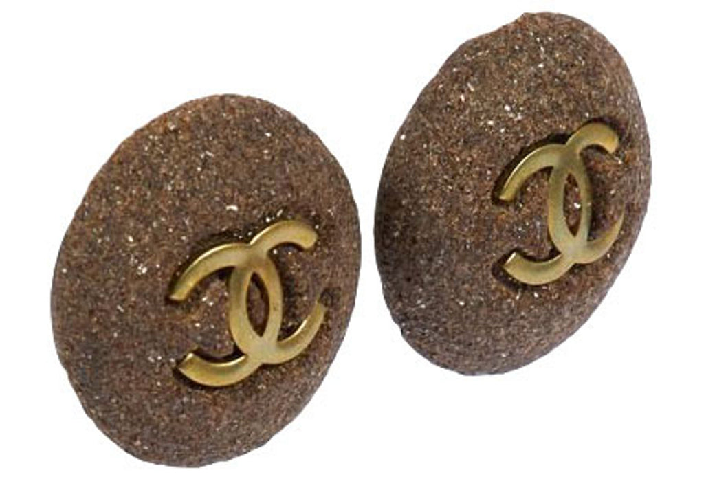 Chanel Gray Stone Clip Earrings