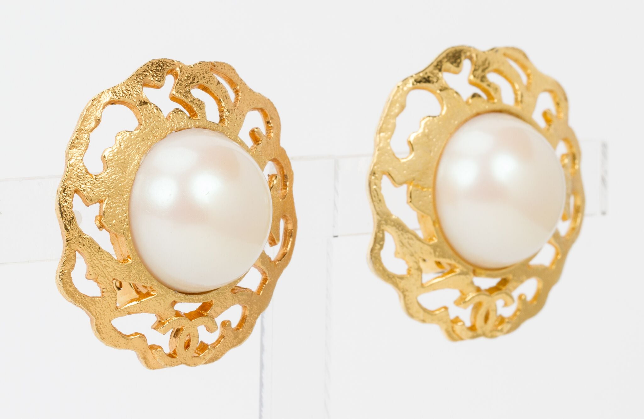 Chanel Large Gold & Pearl Clip Earrings