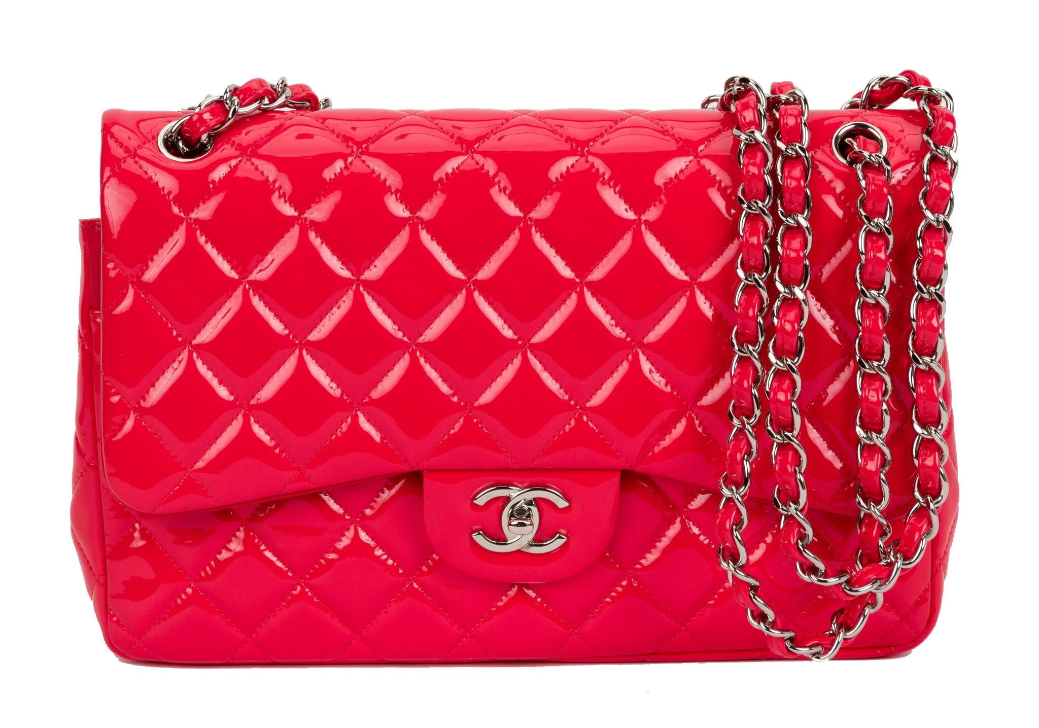 Chanel Classic Double Flap Quilted Caviar Silver-tone Jumbo Dark Red - US