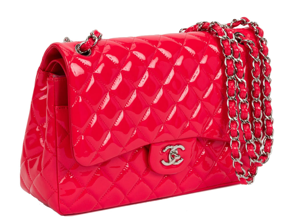 Chanel Coral Patent Jumbo Double Flap