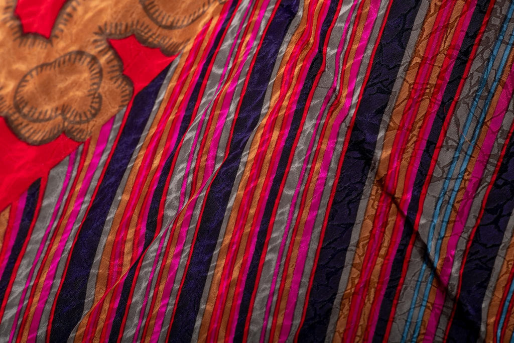 Lanvin Red Silk Striped Scarf