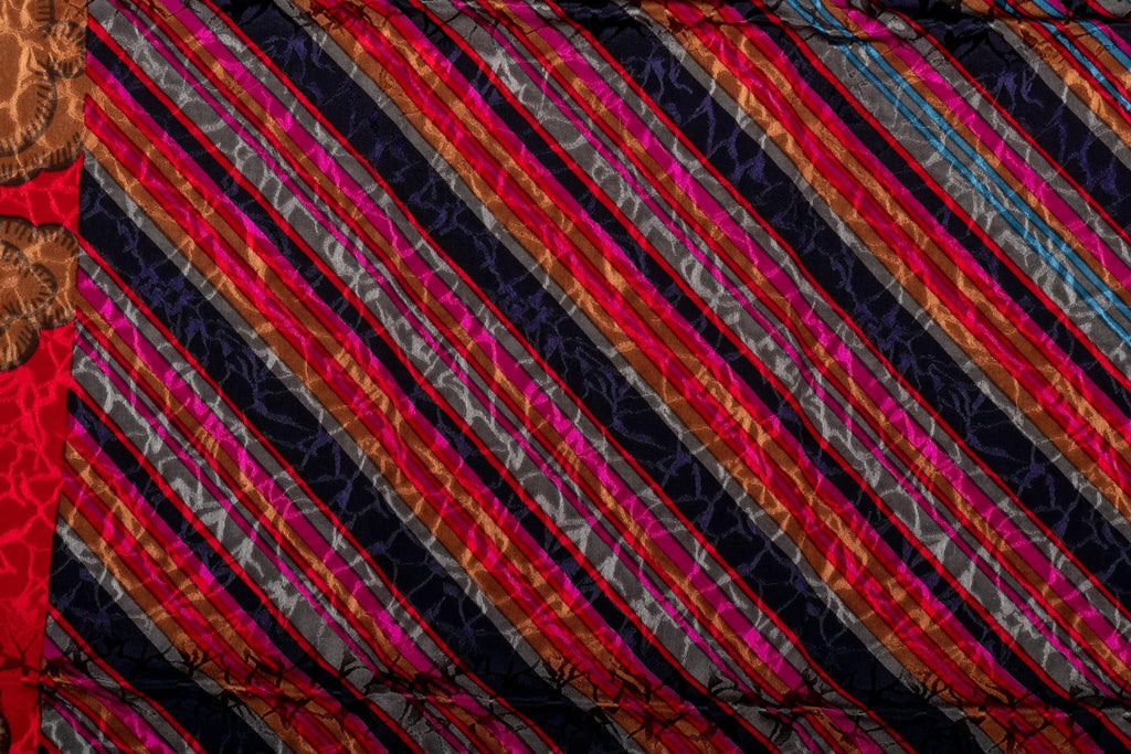 Lanvin Red Silk Striped Scarf