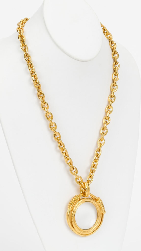Chanel Satin Gold 80s Magnifier Necklace