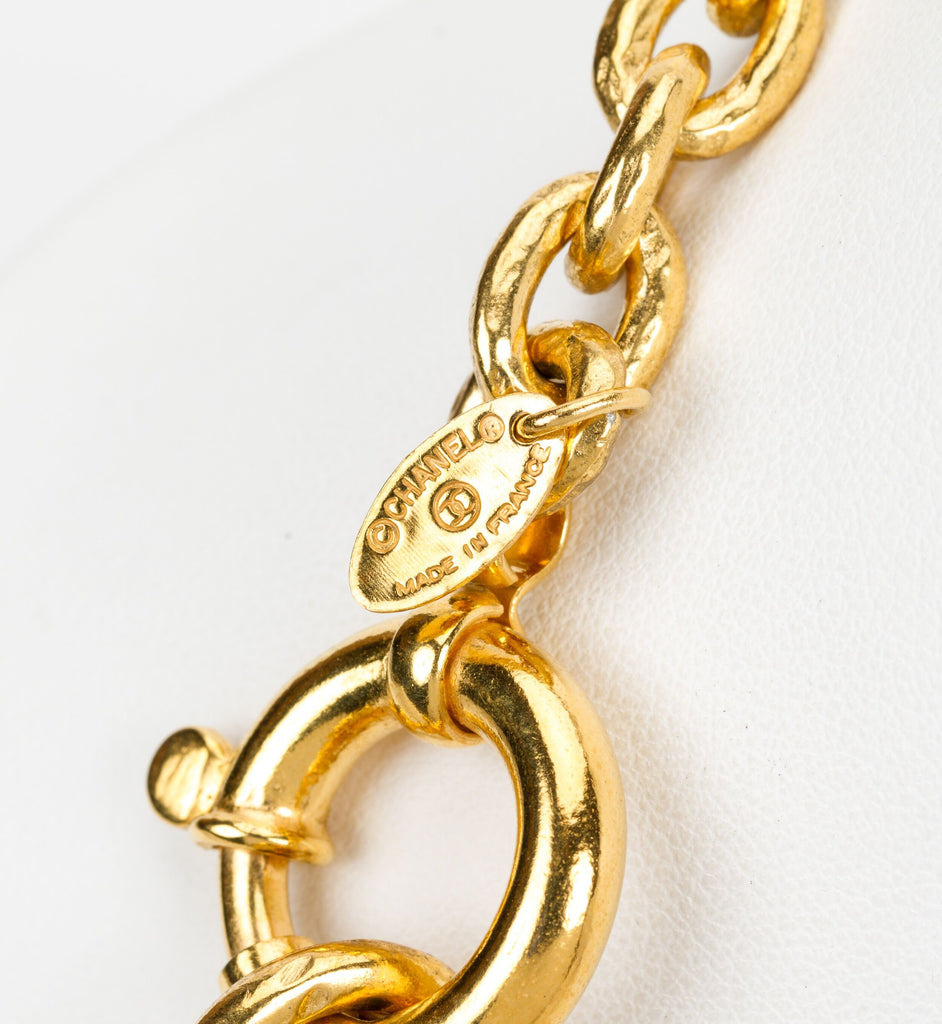 Chanel Satin Gold 80s Magnifier Necklace