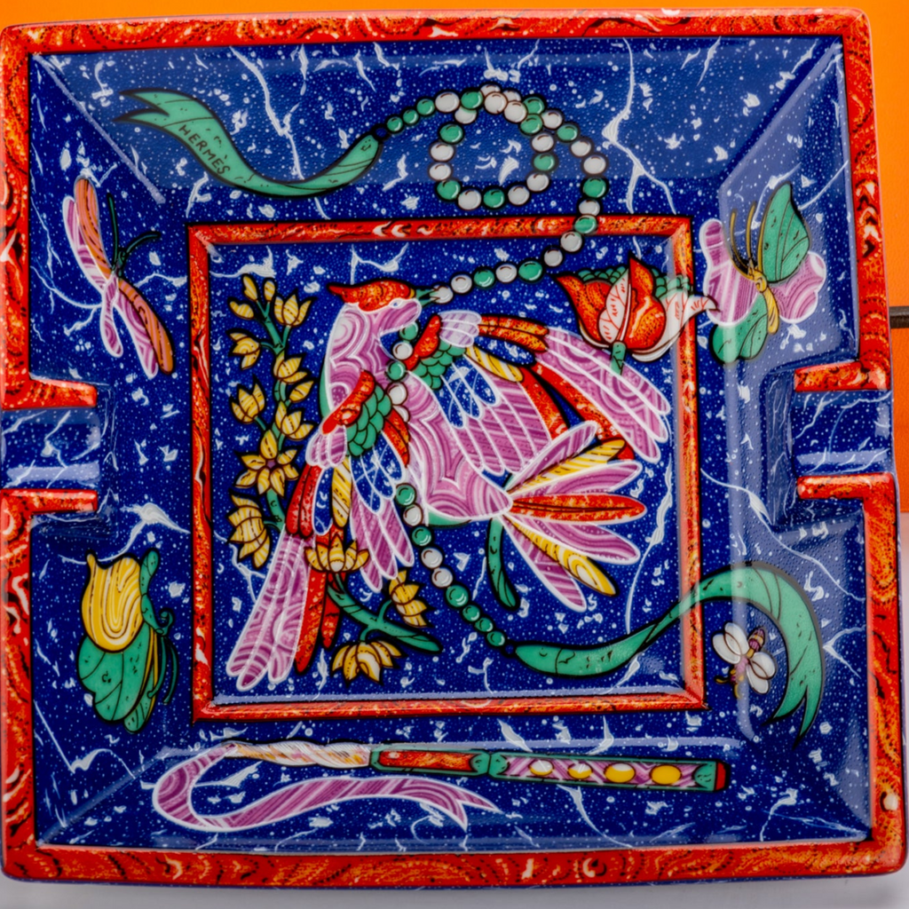 Hermès Porcelain Peacock Ashtray In Box