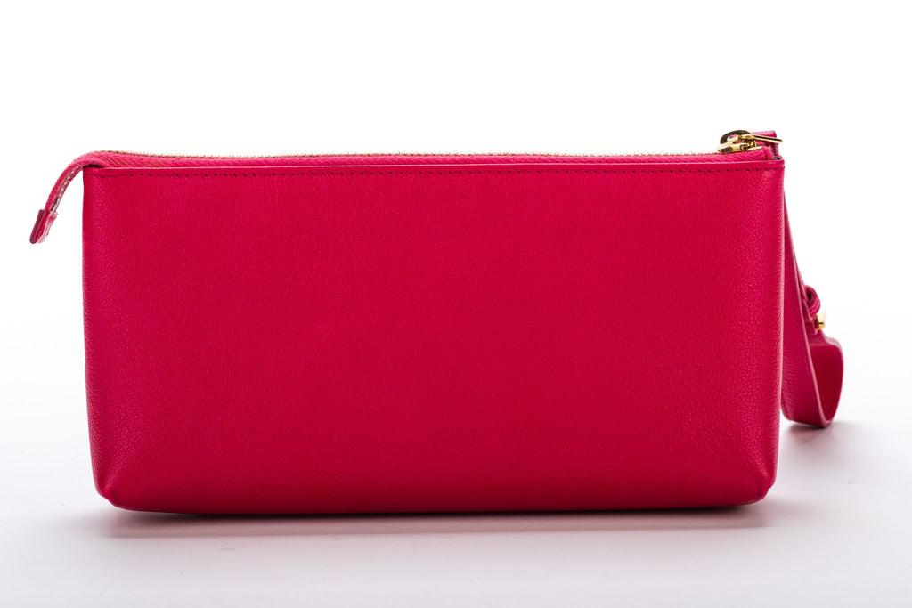 YSL Fuchsia Leather Wristlet Small Bag