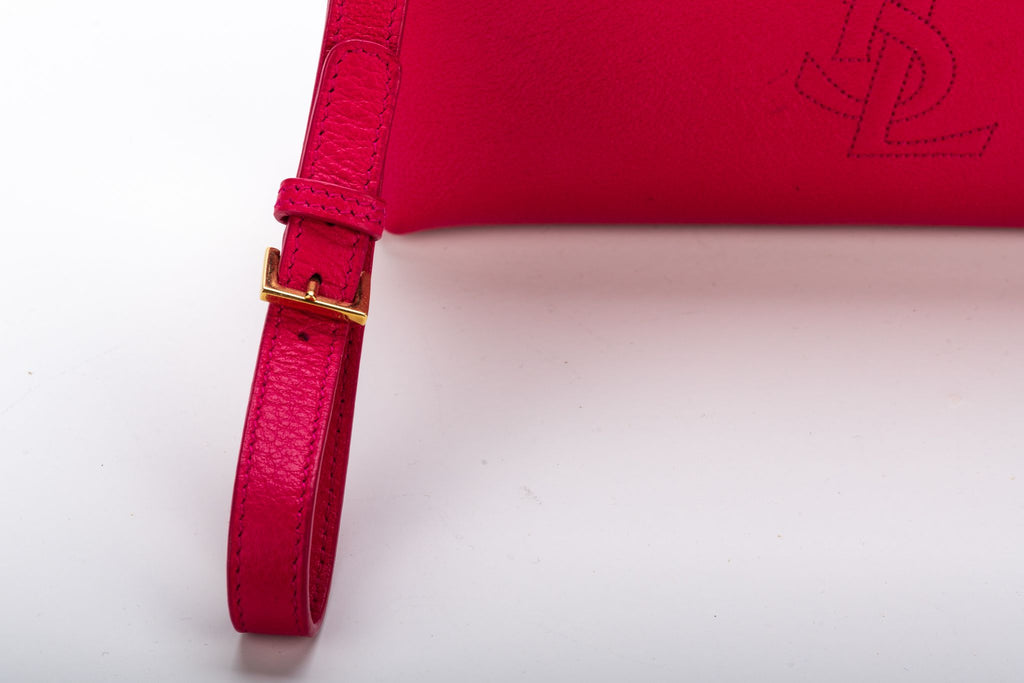 YSL Fuchsia Leather Wristlet Small Bag