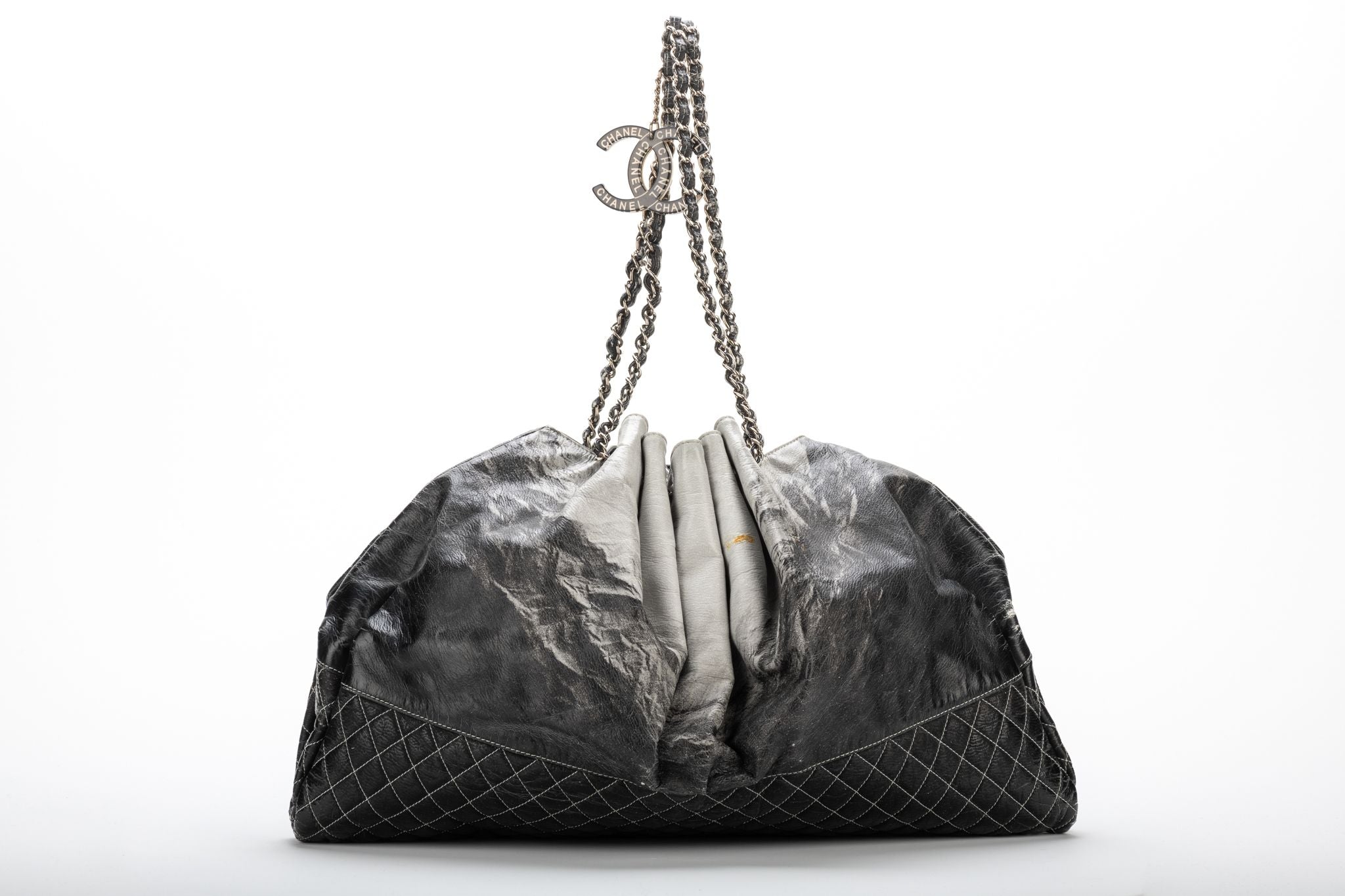 chanel large satchel bag leather