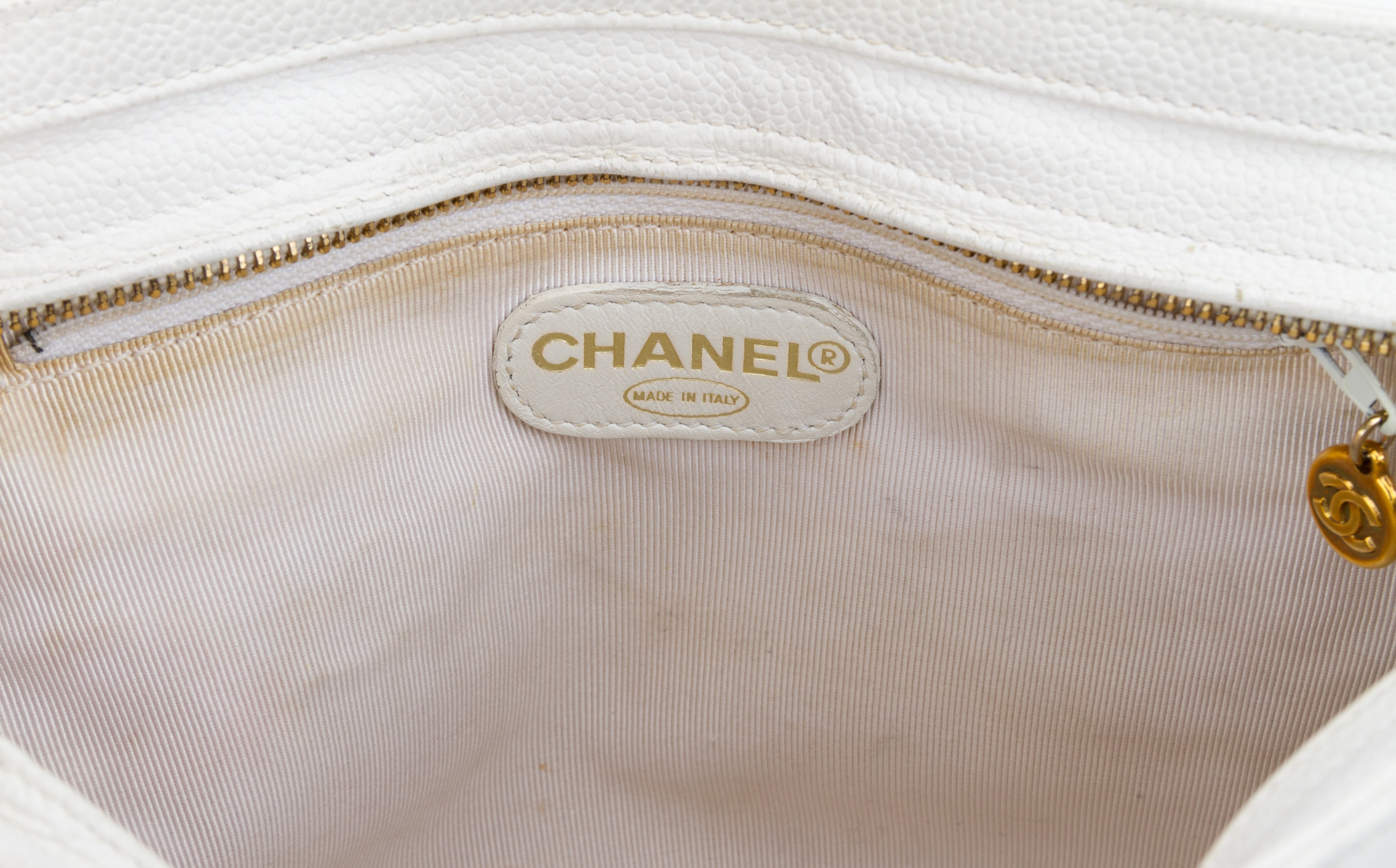Chanel White Caviar 90s Shoulder Bag - Vintage Lux