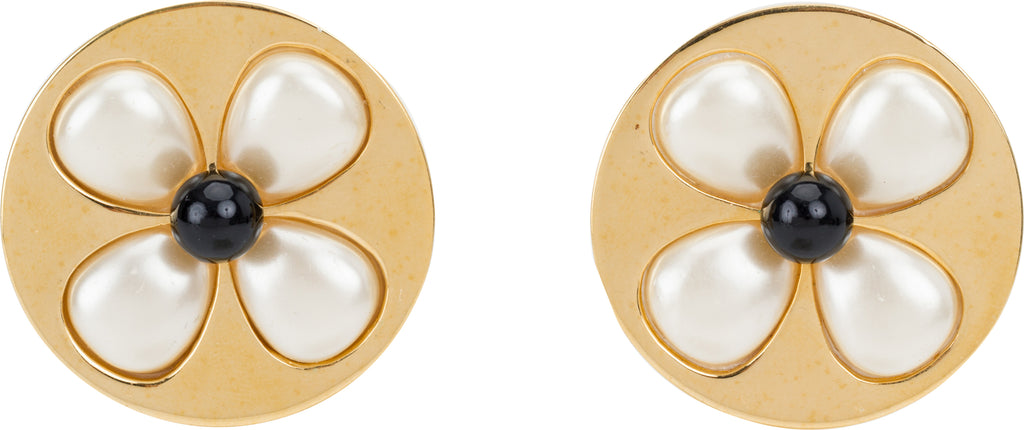 Chanel Oversize Pearl Clover Earrings