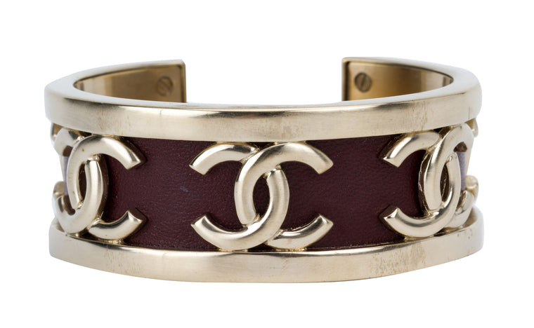 Chanel Silver & Leather Cuff Bracelet