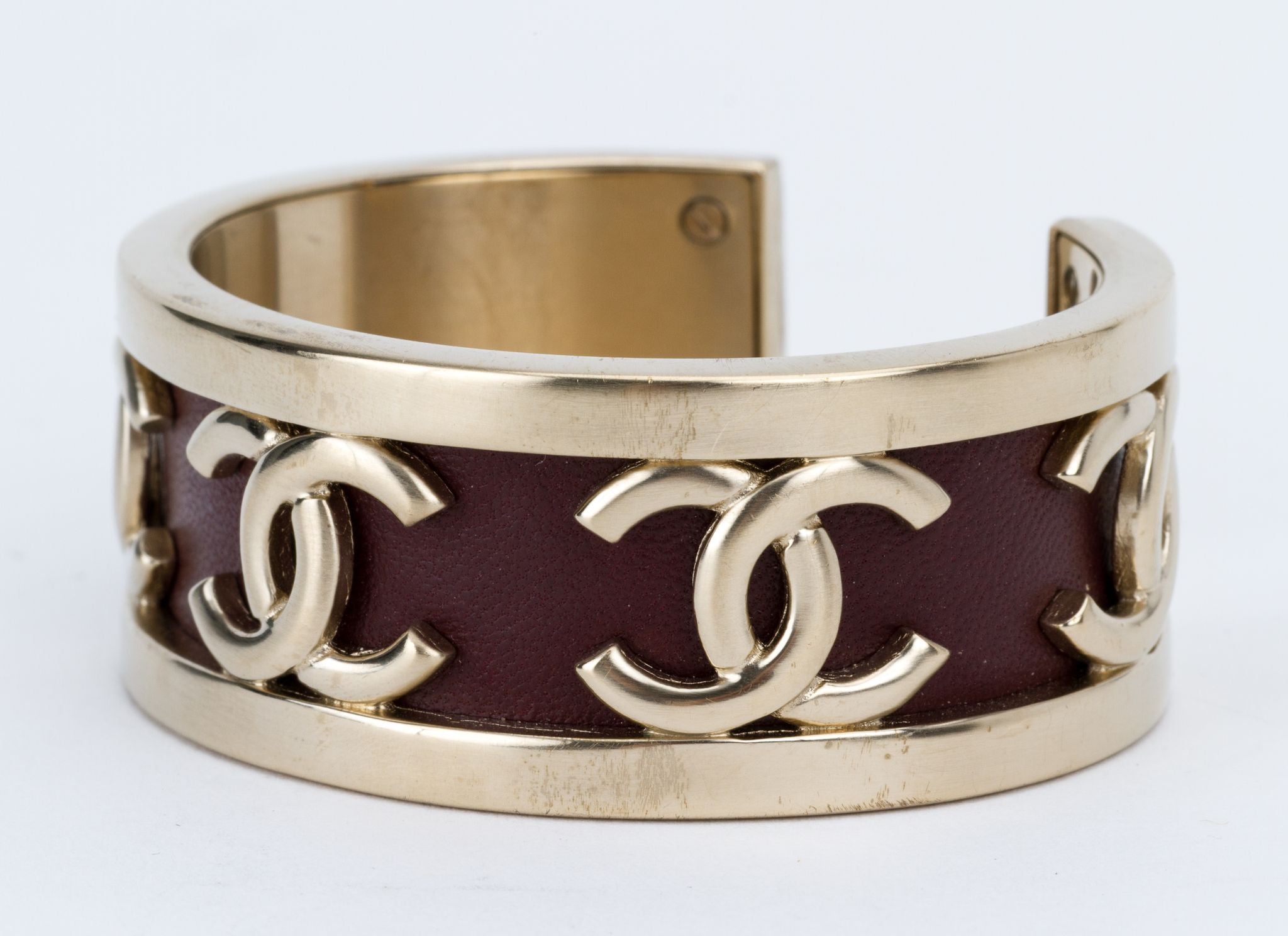 Chanel Silver & Leather Cuff Bracelet - Vintage Lux
