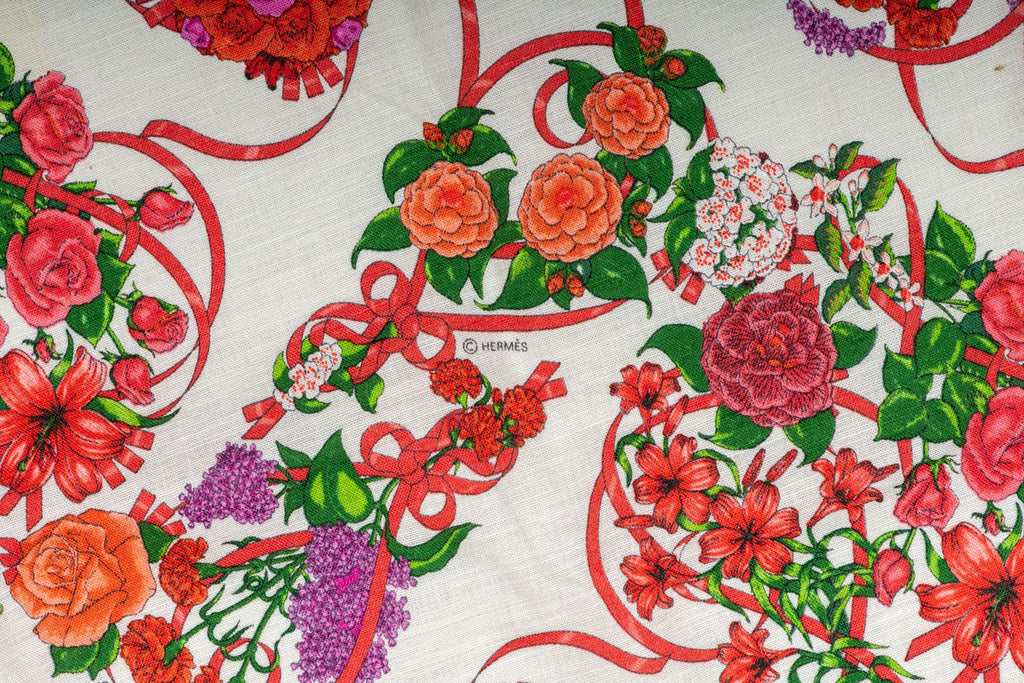 Hermès Vintage Flower Sarong Linen Silk