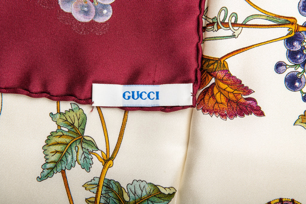 Gucci Leaves & Grapes Silk Scarf