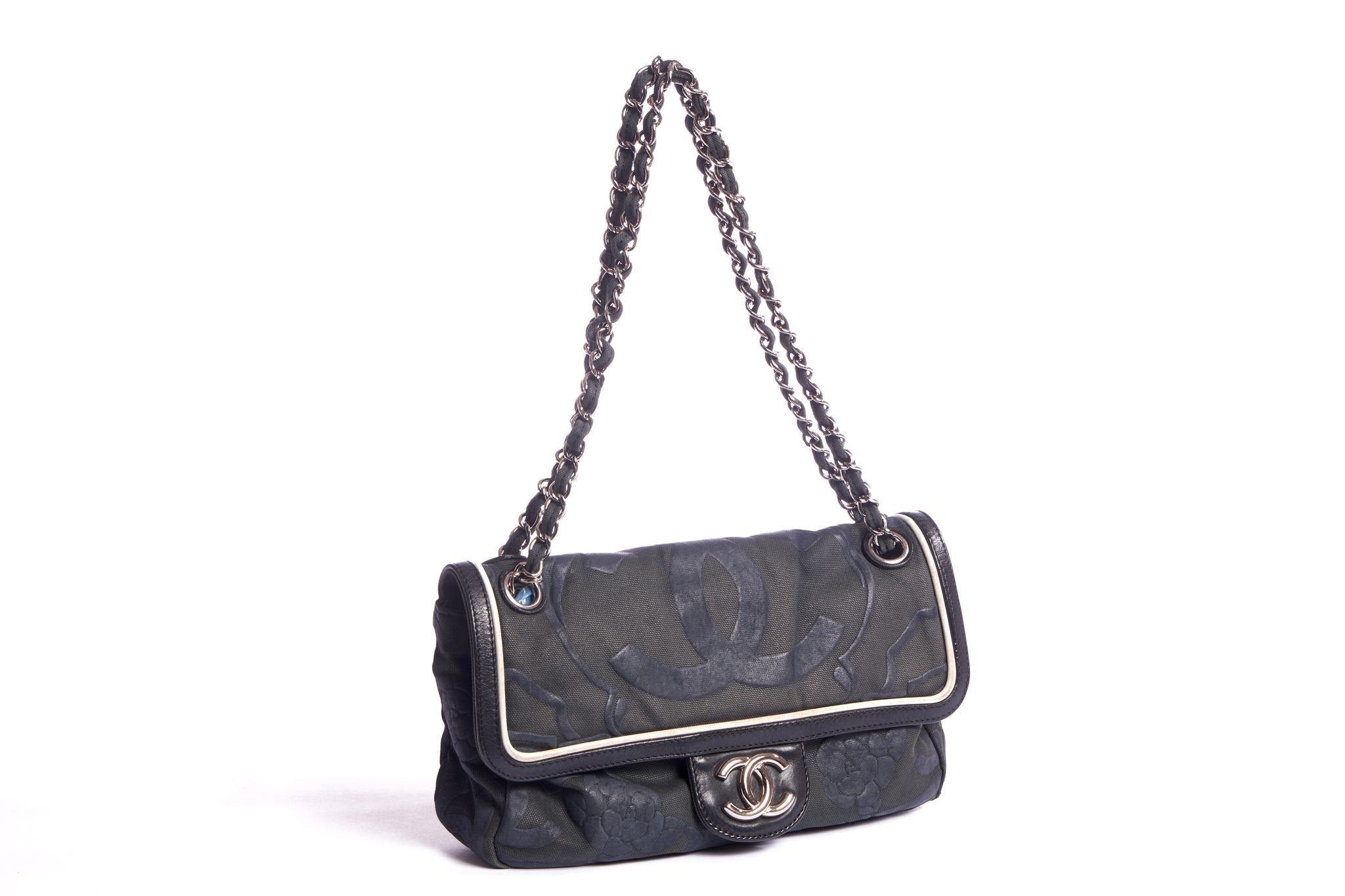 Chanel Olive Green & Silicon Logo Flap - Vintage Lux