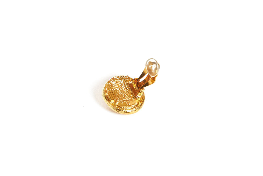 Chanel Mini Gold Zigzag Clip Earrings