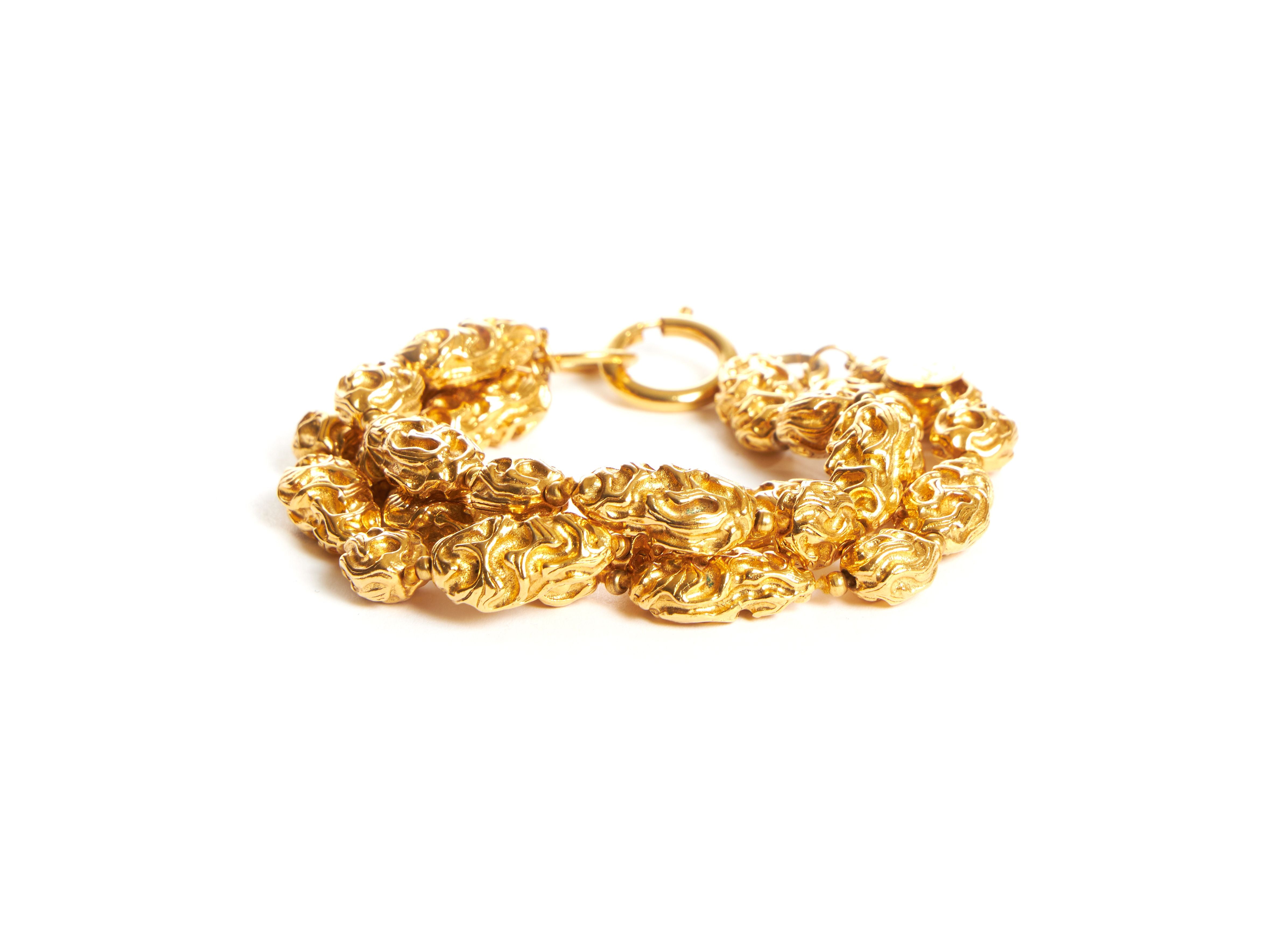 Chanel Gold Three Strand Nugget Bracelet - Vintage Lux