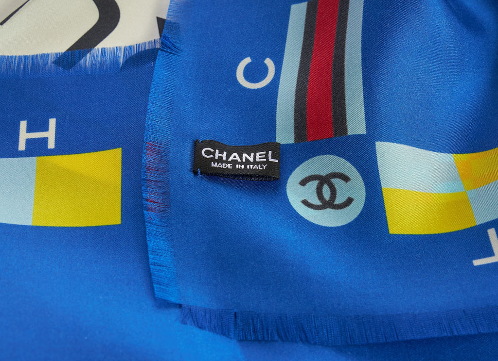 Chanel New La Pausa Blue Silk  Shawl