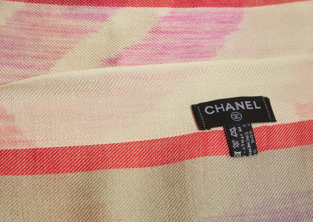 Chanel New Cashmere Cream Logo Shawl