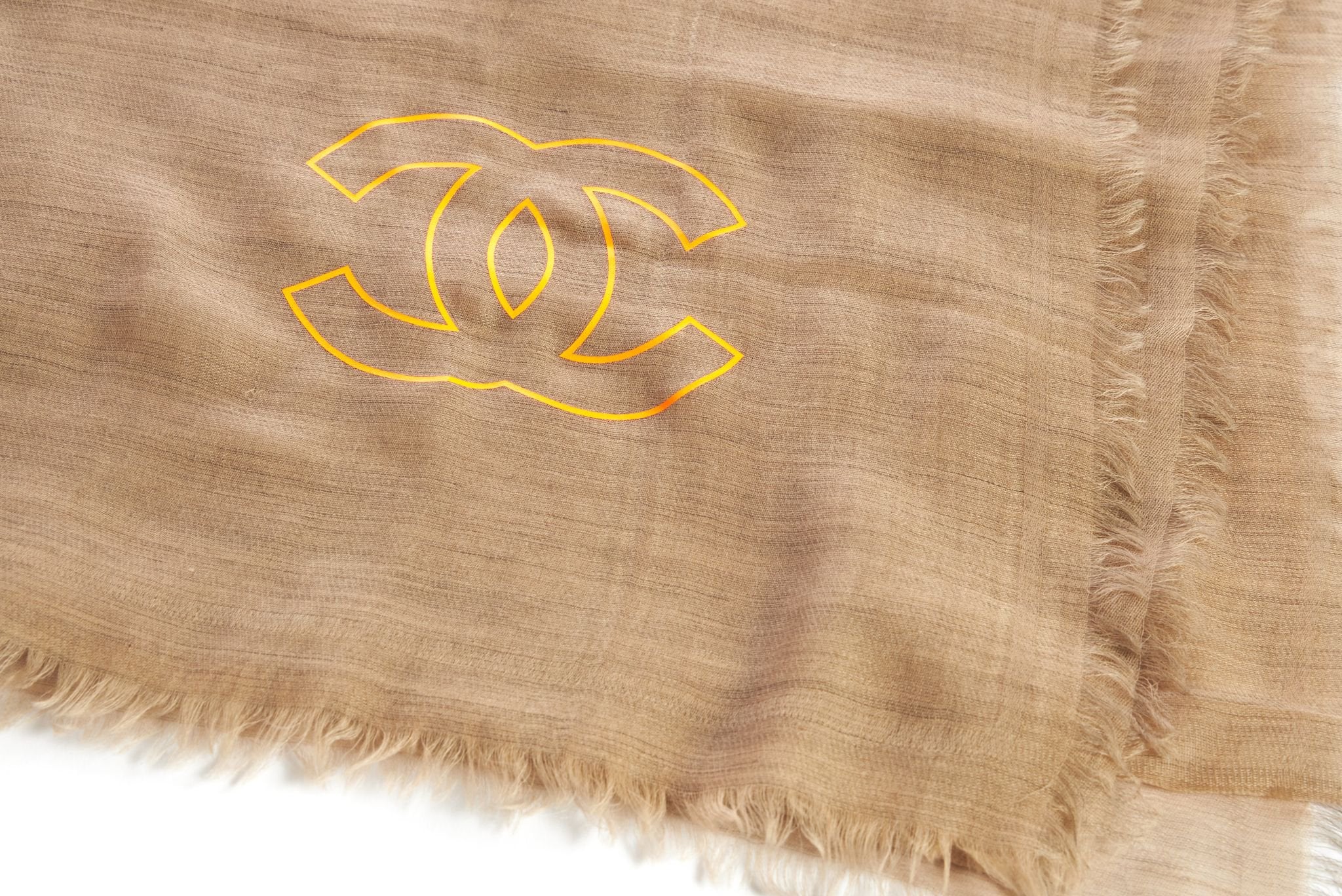 Chanel New Beige Cashmere Large Shawl