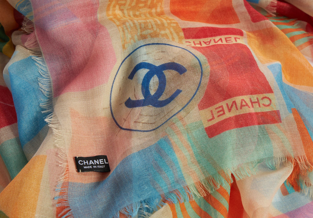 Chanel New Surfboard Logo Cashmere Shawl