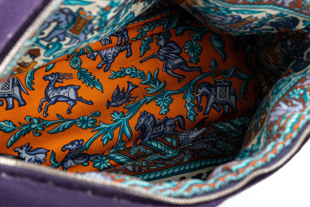 Hermes Blue Felt Bolide Silk Interior