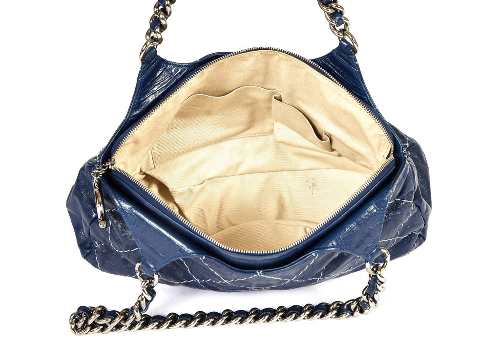 Chanel Dark Blue Distressed Shoulder Bag