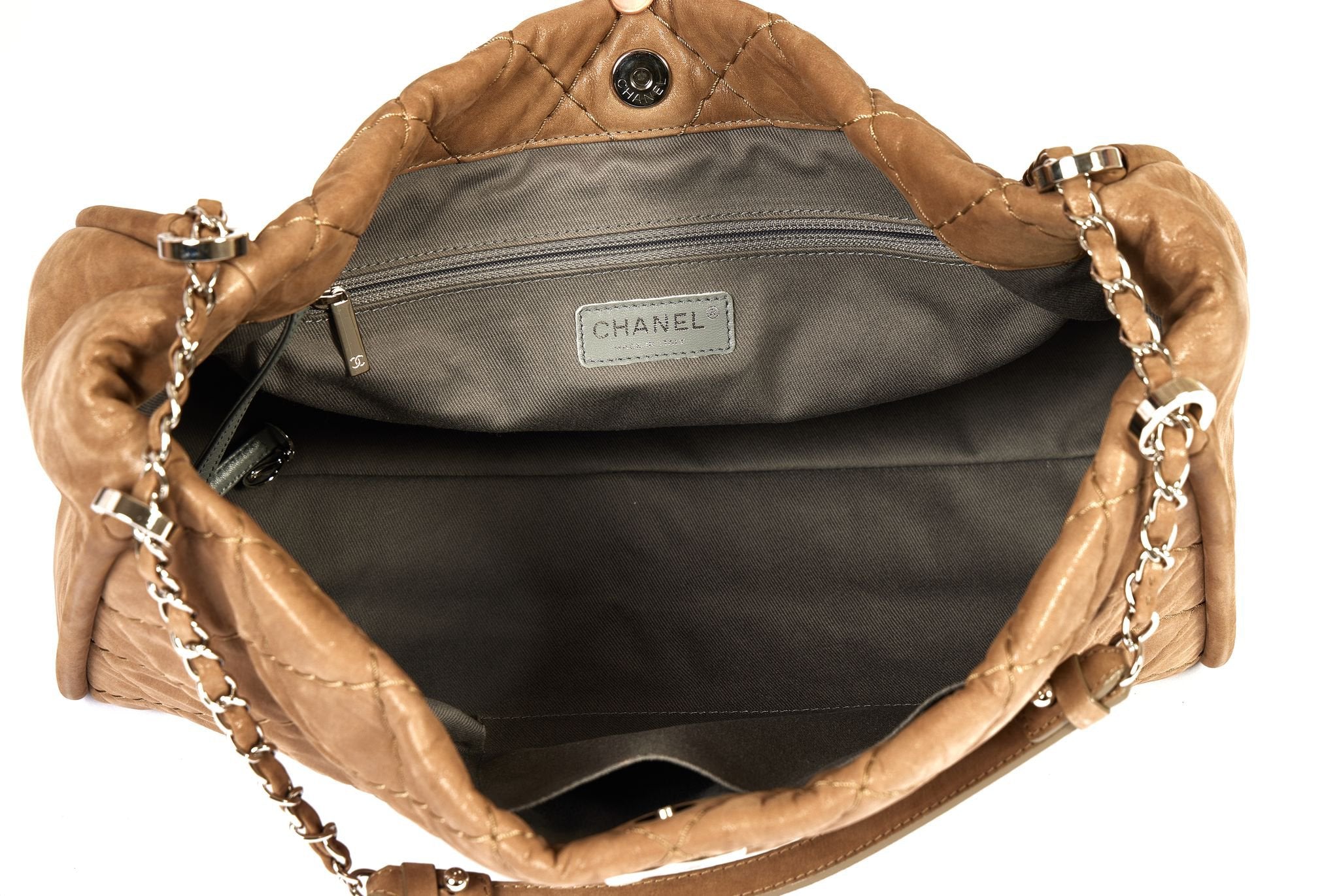 Chanel Glazed Nabuk Shoulder Bag Beige - Vintage Lux