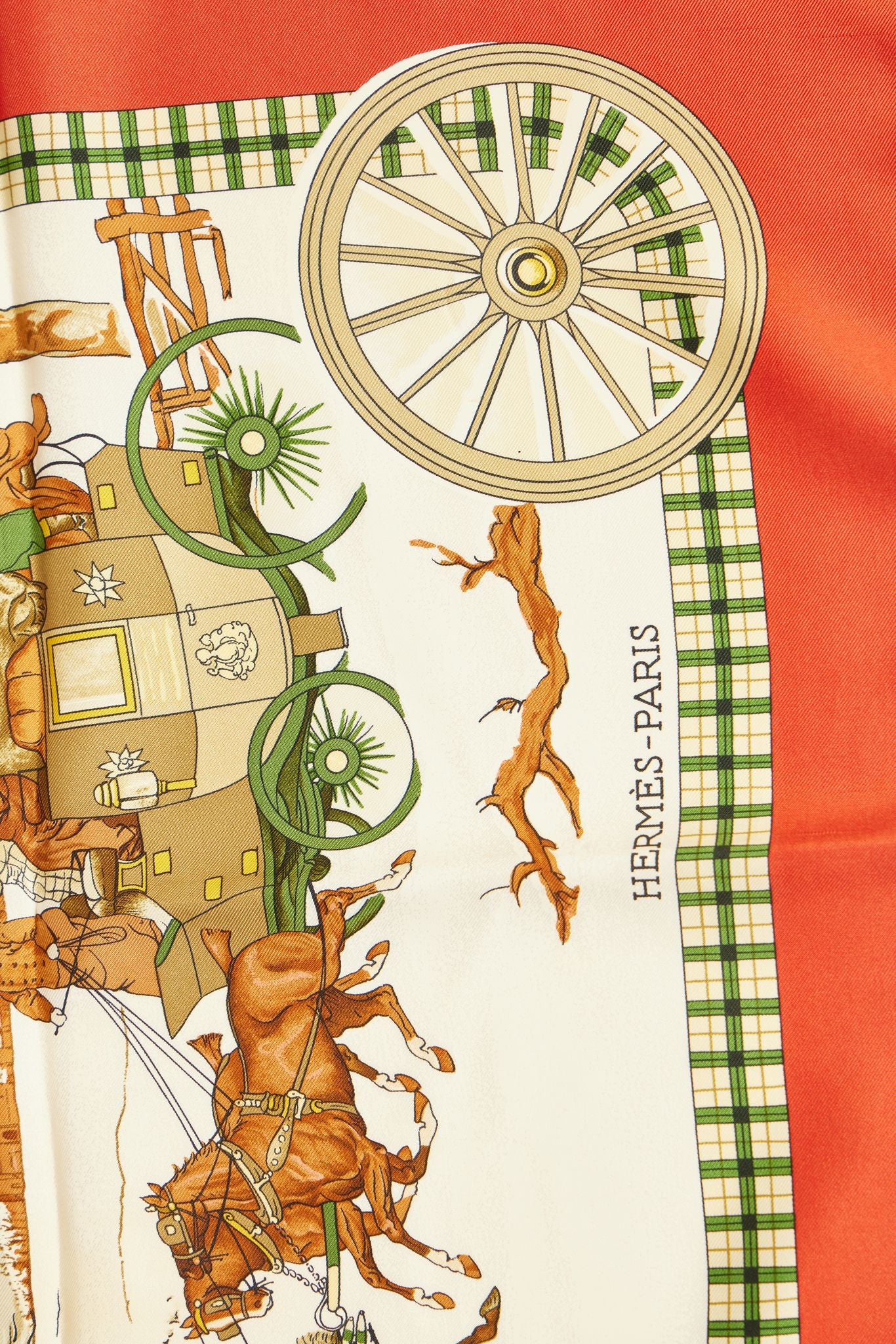 Hermès L'Hiver en Poste Red Silk Scarf - Vintage Lux Hermès L'Hiver en Poste Red Silk Scarf - Vintage Lux