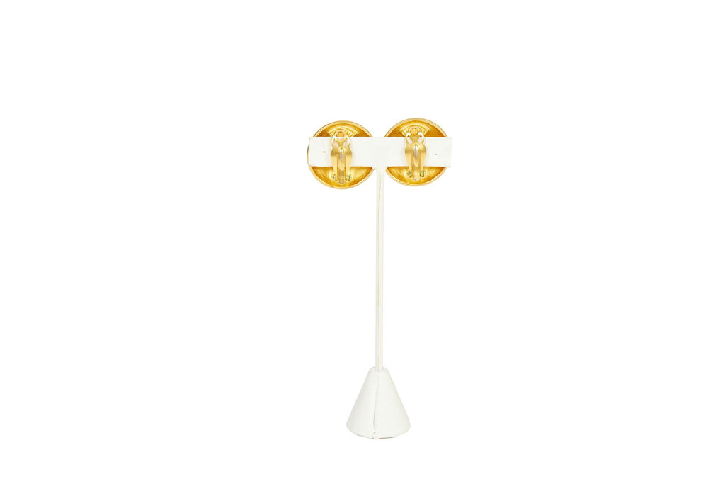Lagerfeld Satin Gold Button Earrings
