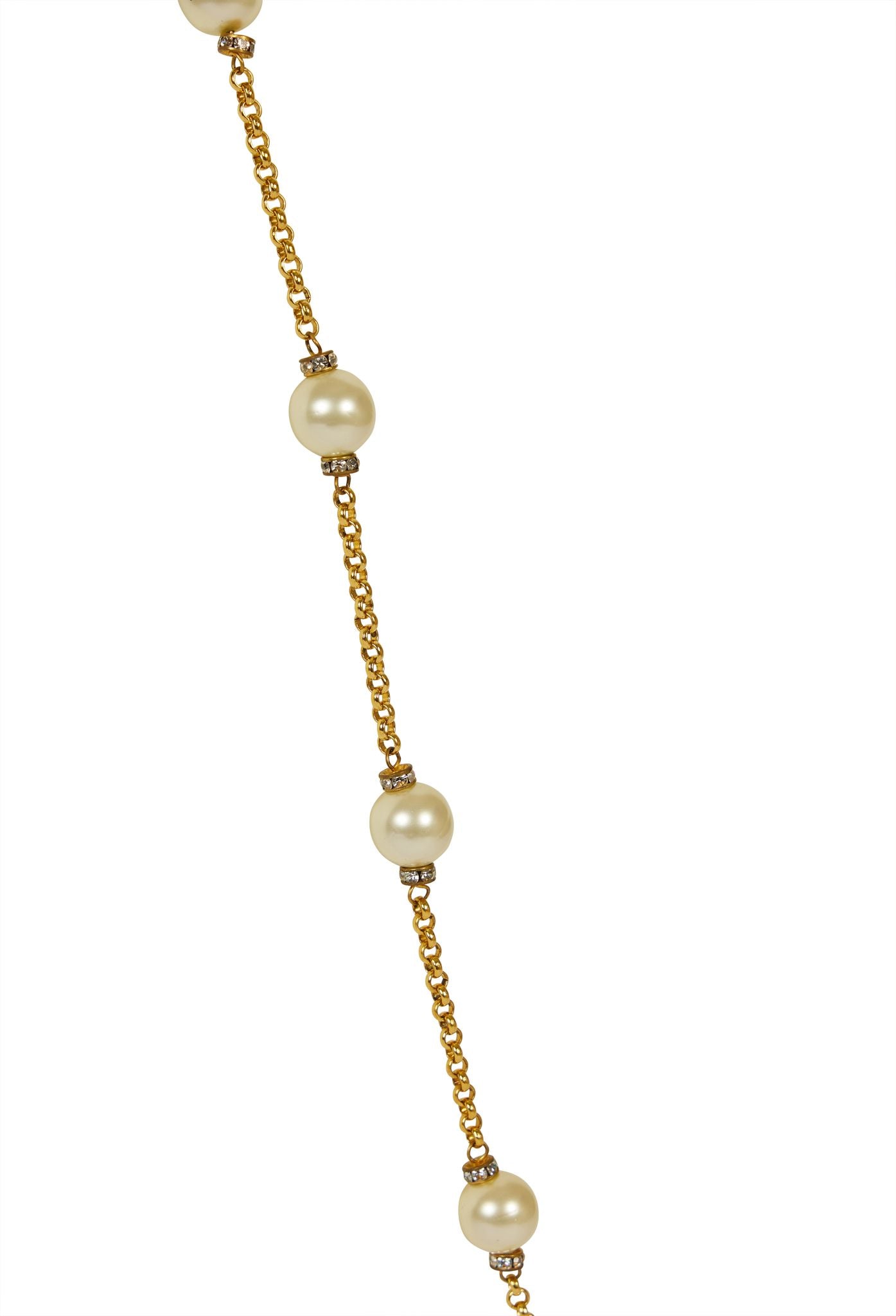 Chanel Pearl & Crystal Sautoir Necklace - Vintage Lux