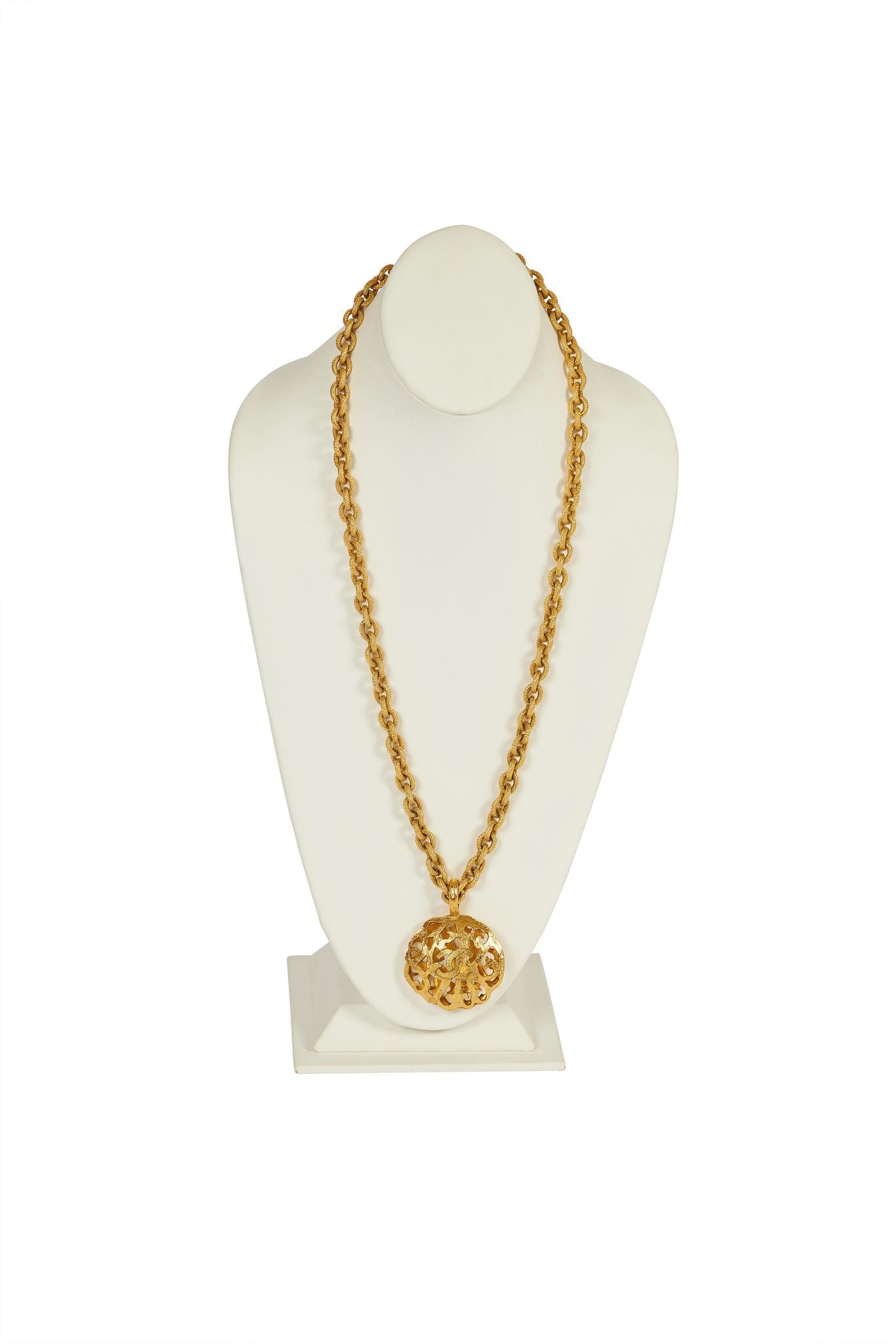 CHANEL, Jewelry, Chanel Vintage Faux Pearl Necklace Extra Long Necklace  With Golden Round Logo M