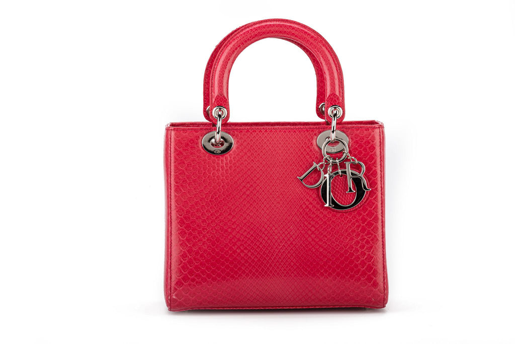 Large Red Python Lady Dior Bag