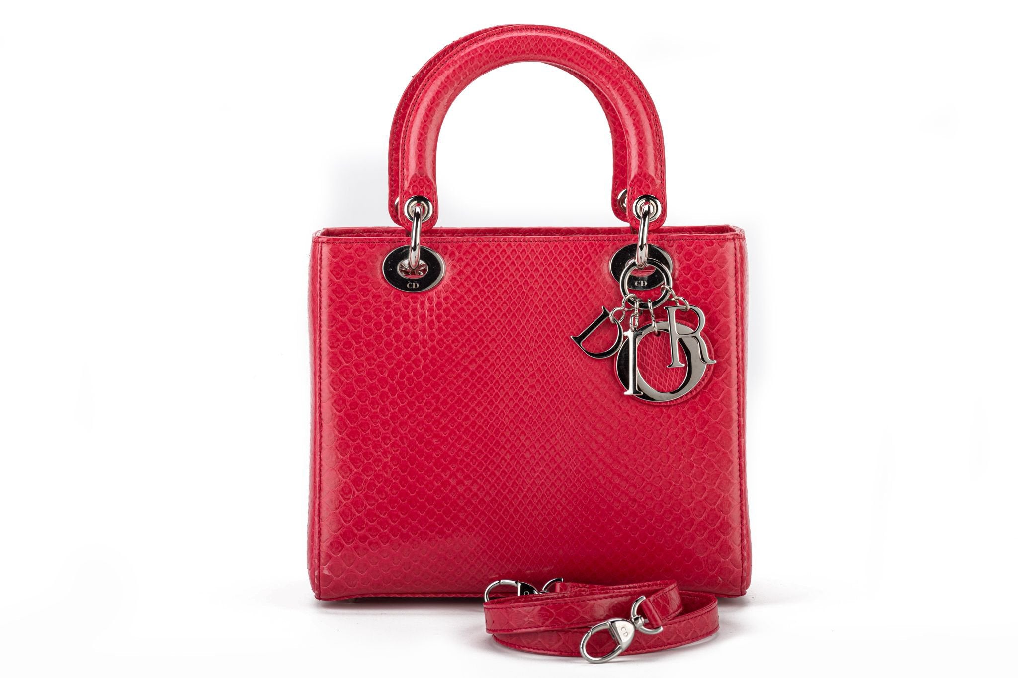 Large Red Python Lady Dior Bag - Vintage Lux