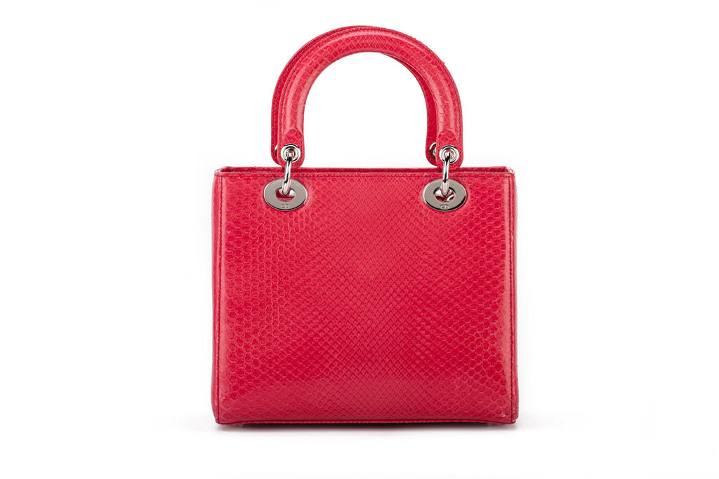 Large Red Python Lady Dior Bag