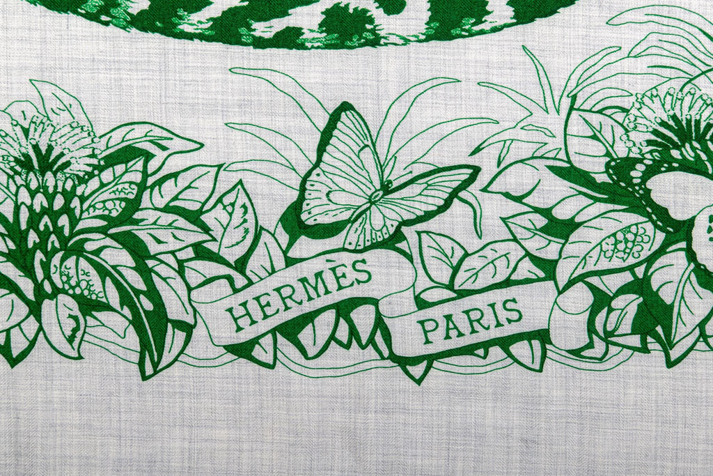 Hermes Rare Gray/Green Jungle Love Shawl