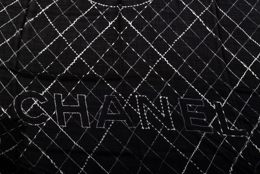 Chanel Black & White Cashmere Shawl