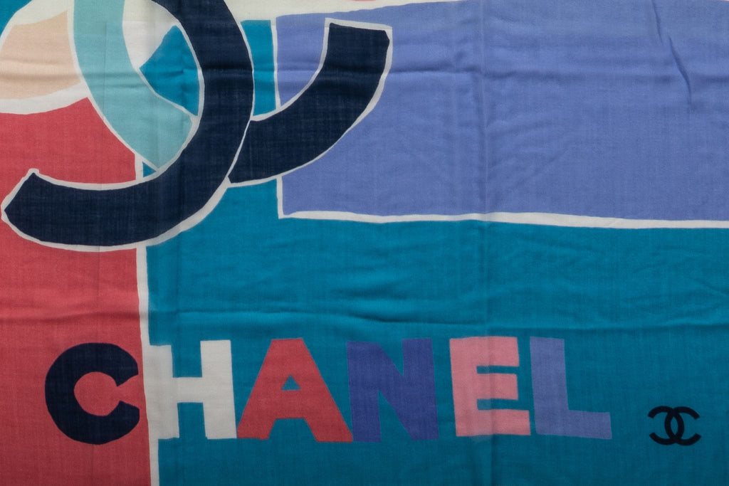 Chanel BN Multicolor Logo Cashmere Shawl