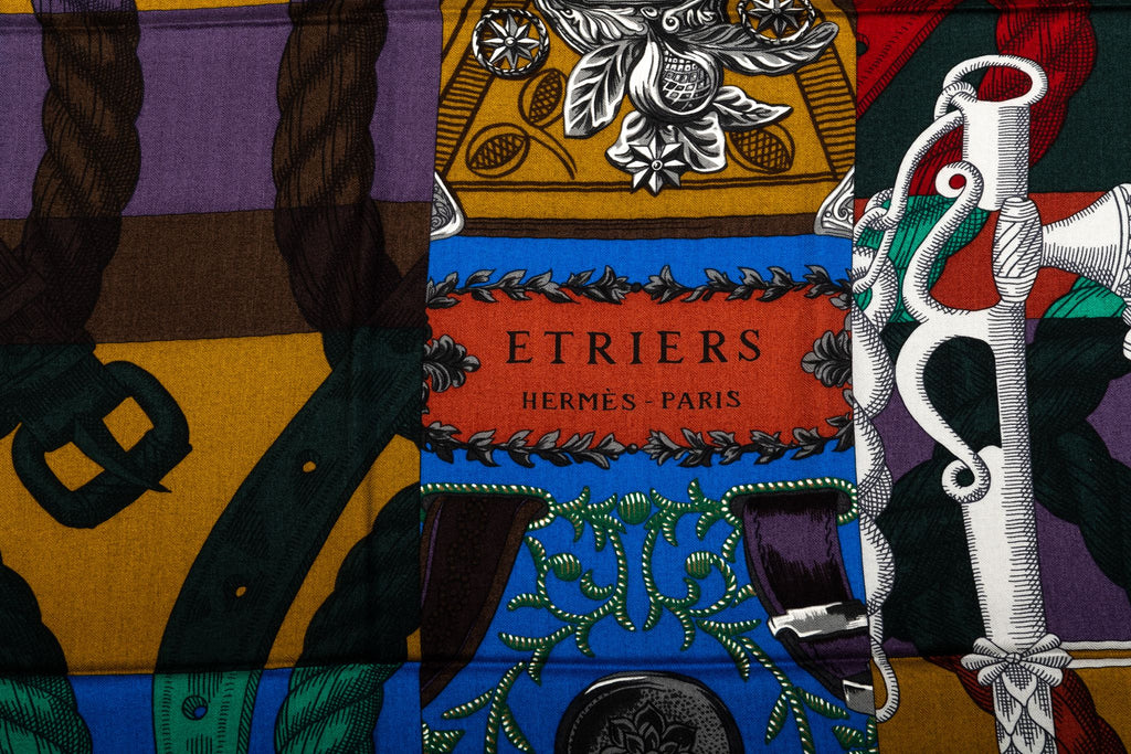 Hermes Etriers Multicolor Cashmere Shawl