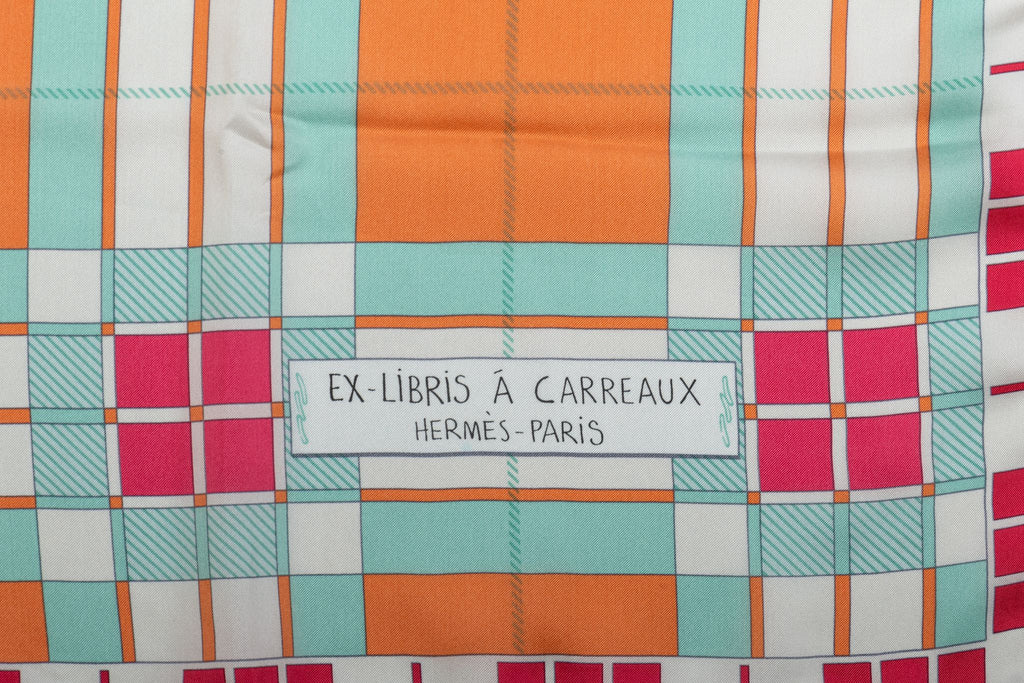 Hermès New Ex Libris a Carreaux Shawl