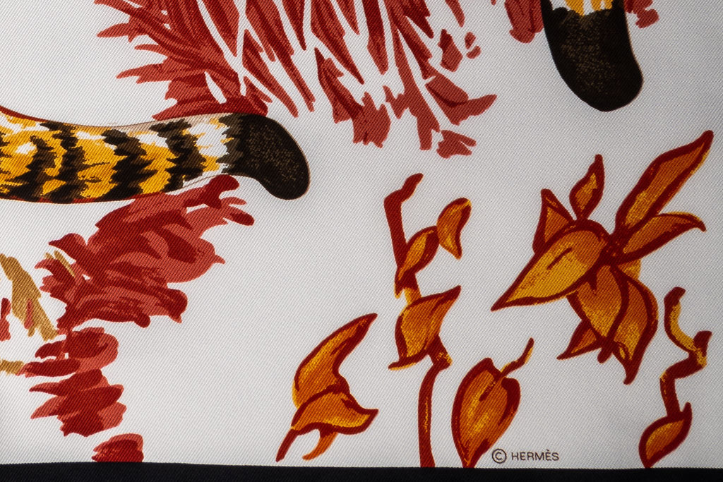 Hermes BNIB White Tiger Cubs Small Scarf