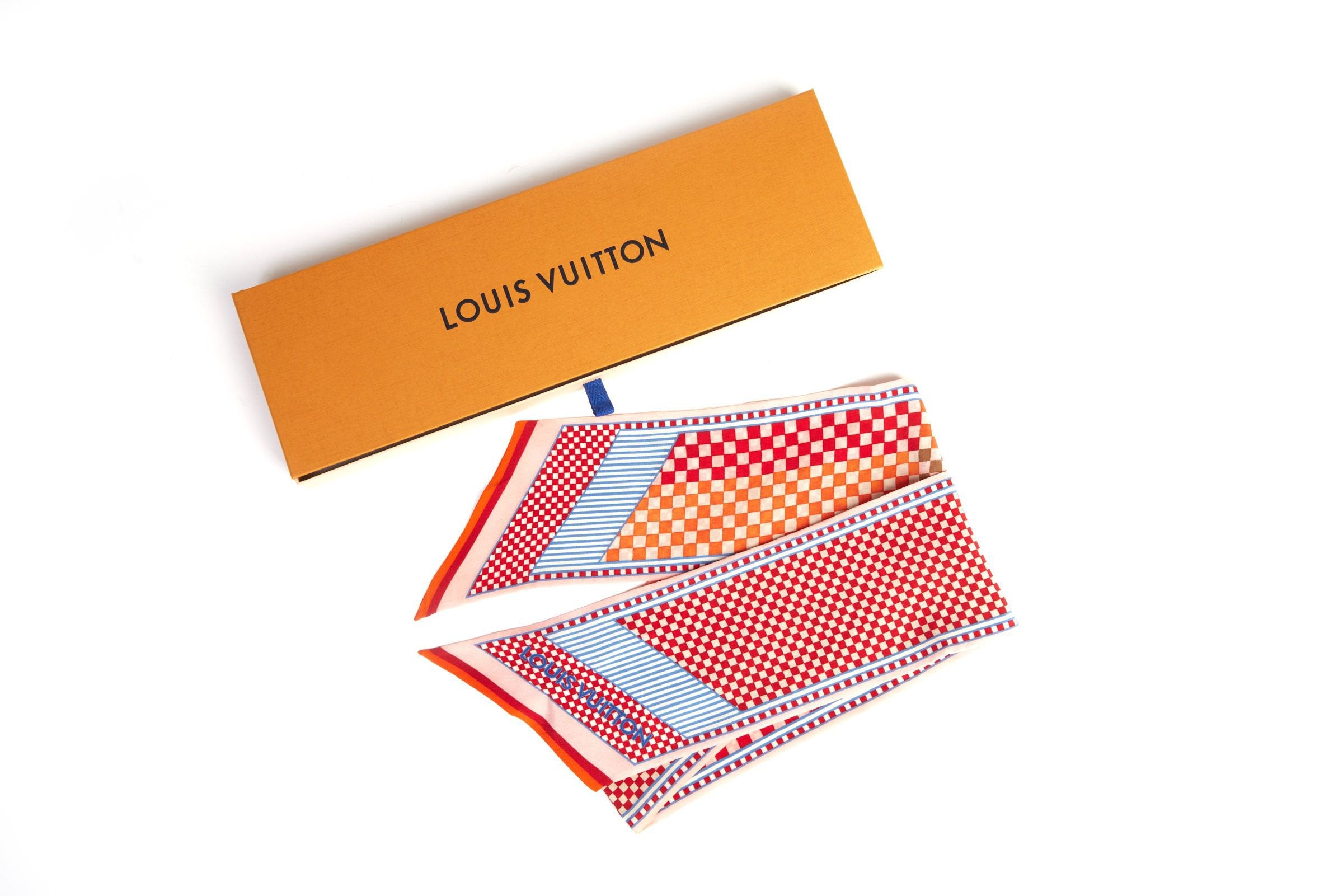 LV Ribbon / Twilly Navy Blue & Light Pink - Shop Cece Xclusives