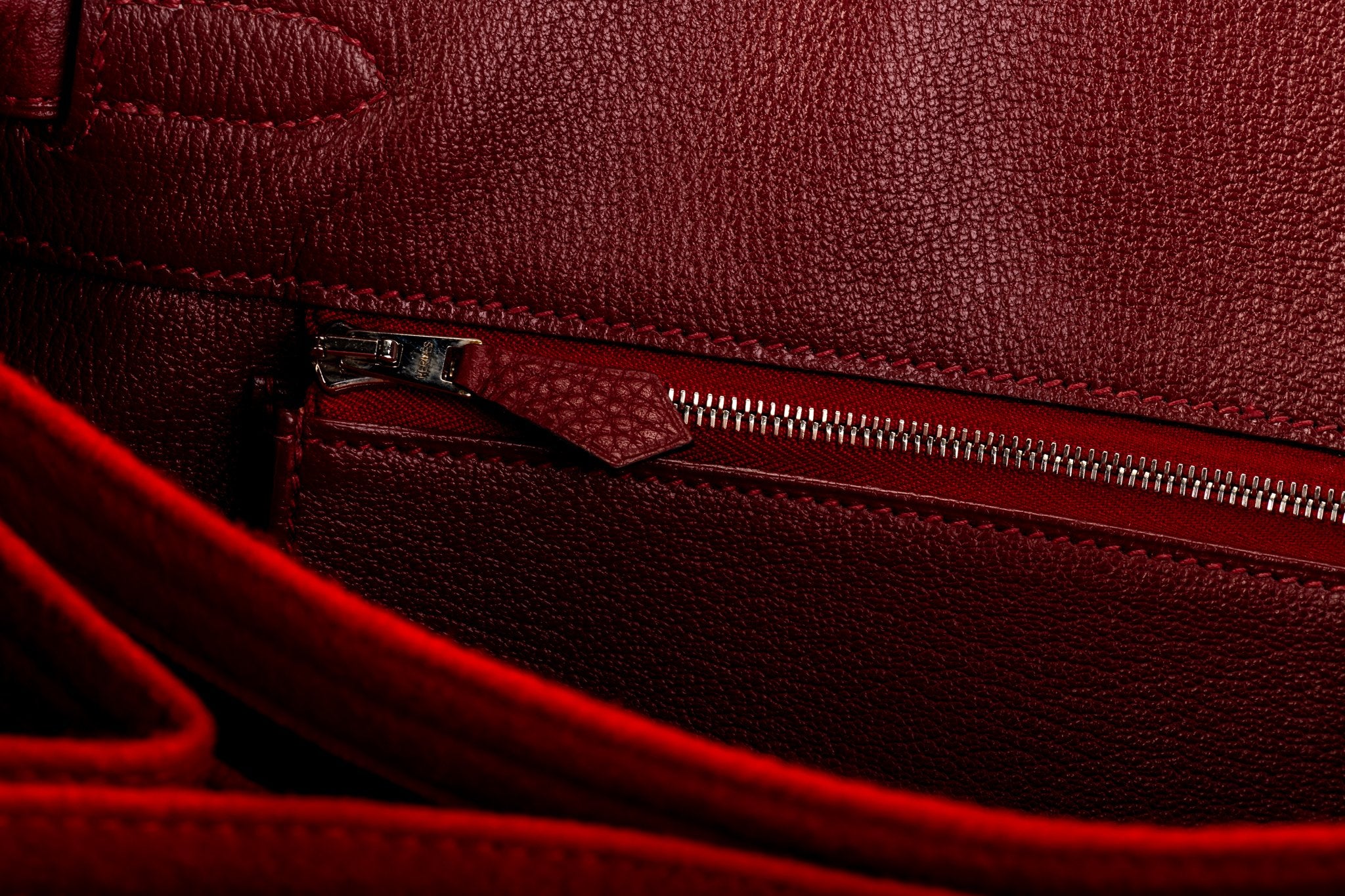 Hermes Rouge H Clemence Leather Birkin Bag