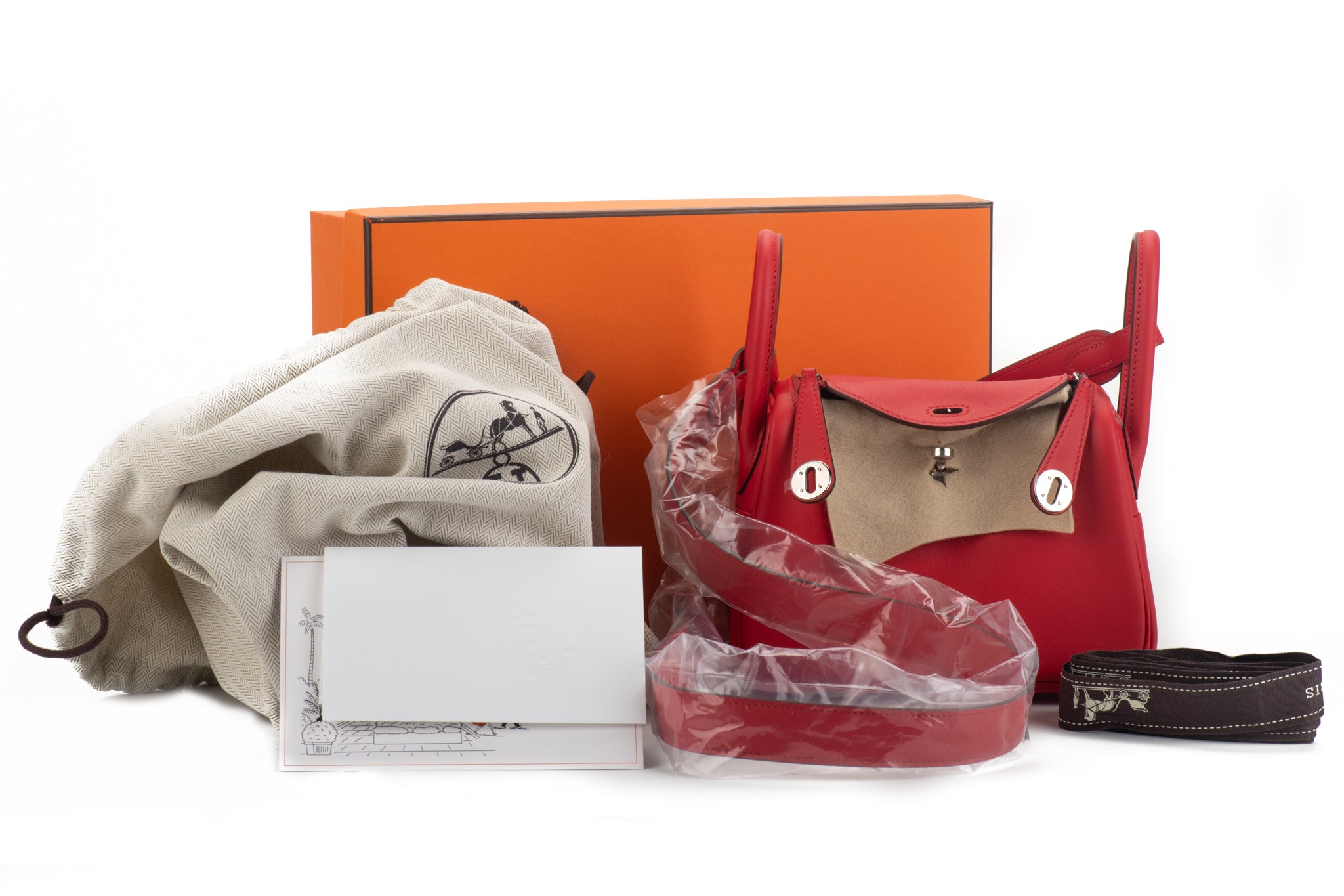 New Hermes Mini Lindy Rouge De Coeur Swift Bag For Sale at 1stDibs