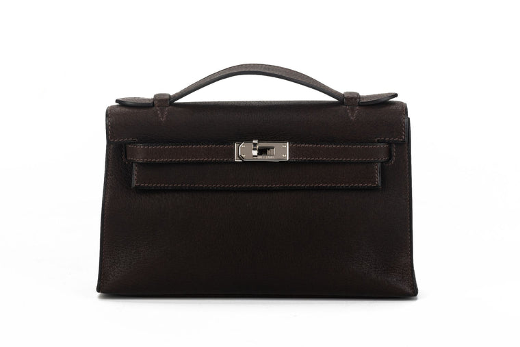 Hermes Brown Pecari Kelly Pochette