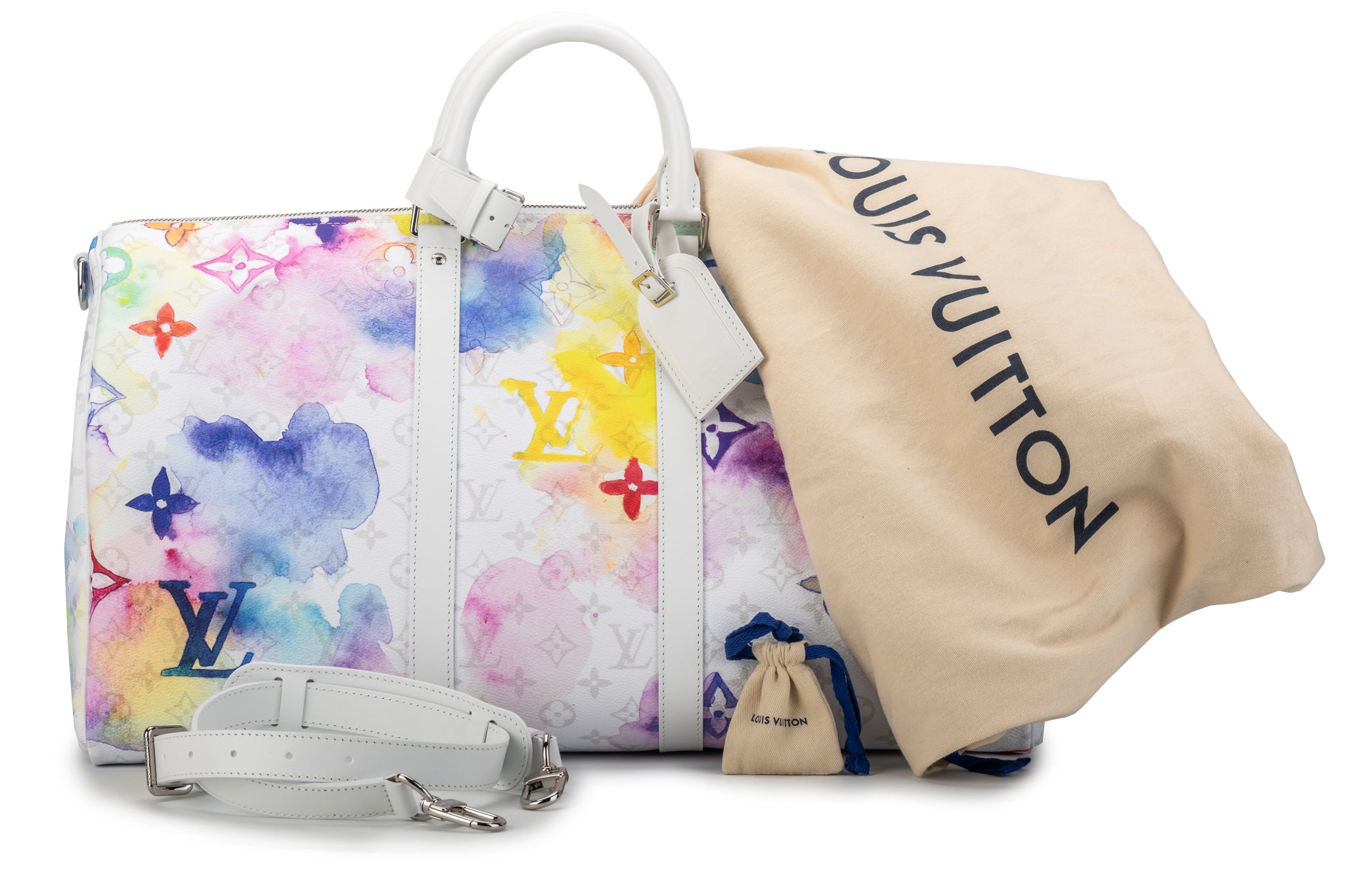 Louis Vuitton Keepall 50 Monogram Watercolor in Canvas with Silver
