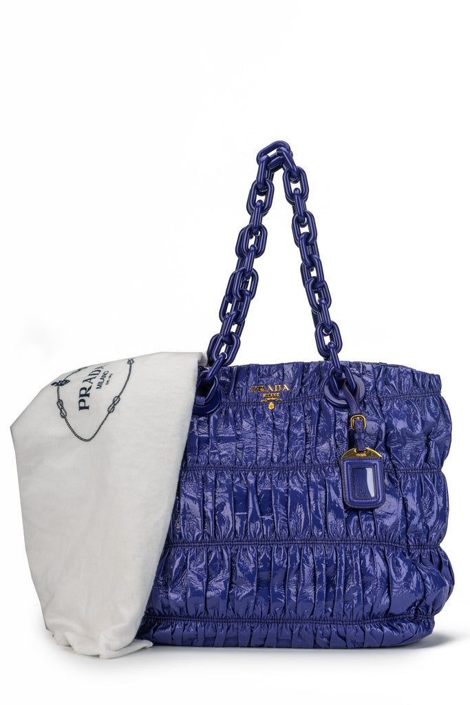 Prada BN Purple Rouched Patent Tote