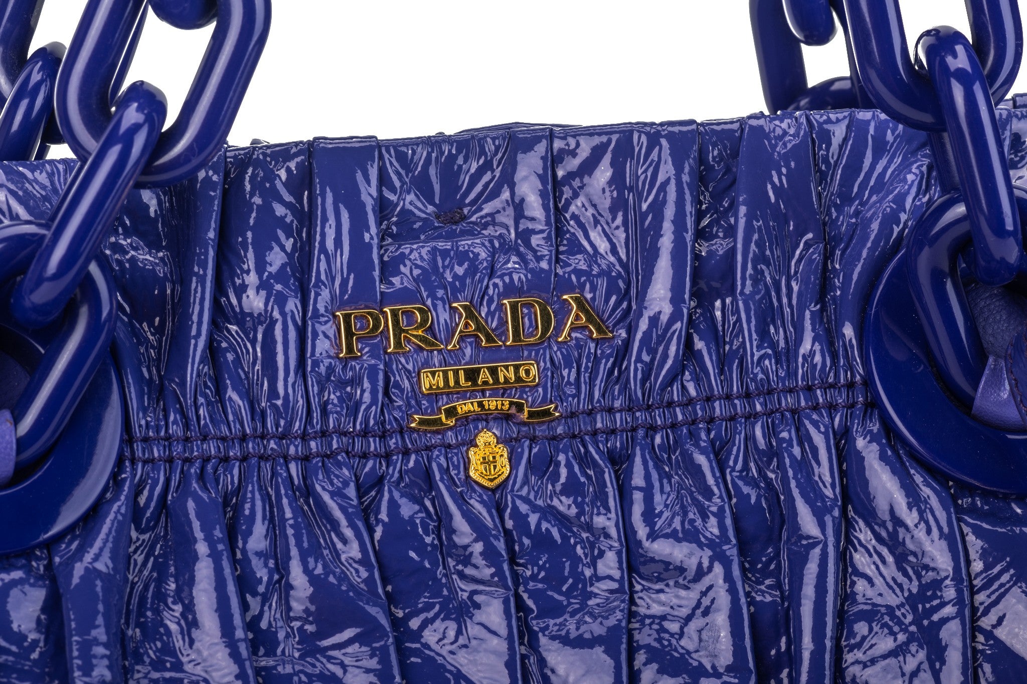 Prada BN Purple Rouched Patent Tote - Vintage Lux