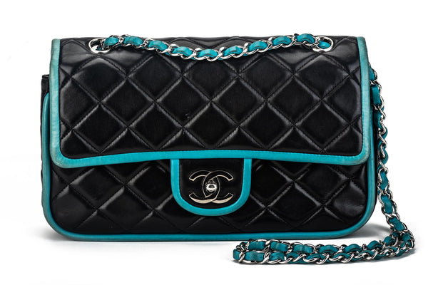 Chanel Classic Rectangular Mini Flap Bag in Dark Turquoise Caviar